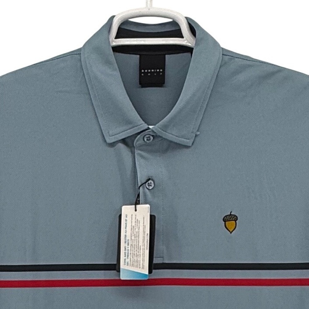 Dunning Golf Mens XL Polo Shirt Spanish Oaks Golf Club Blue Striped Performance